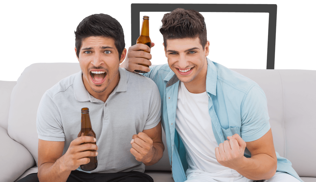 Two Friends Cheering with Beer Transparent Background
