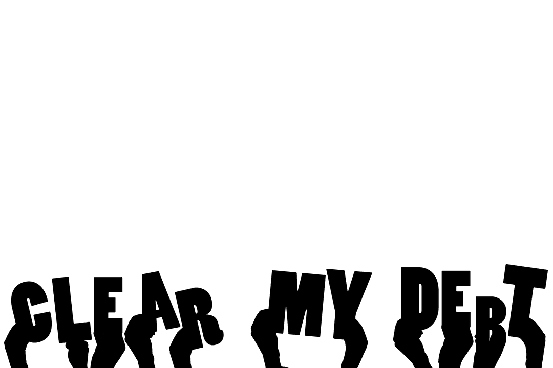 Close-Up Transparent Hands Holding Clear My Debt Text Design