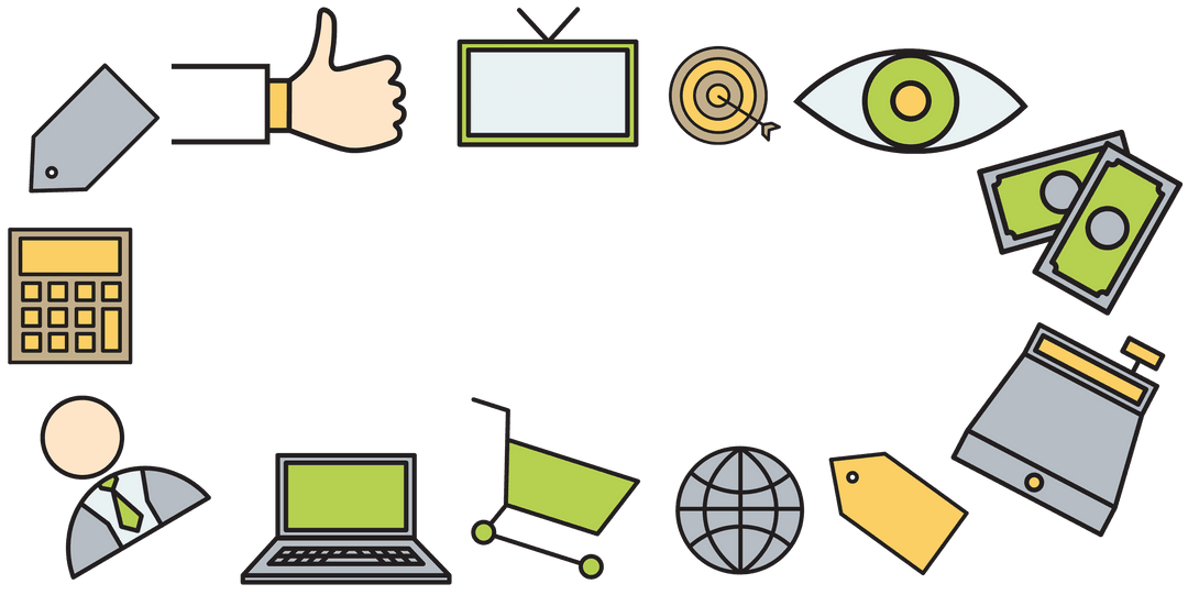 Transparent Digital Trading Icons with Copy Space