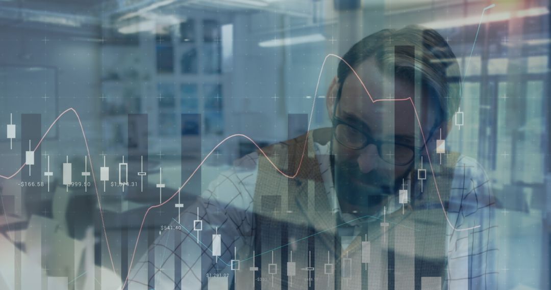 Financial Analysis Abstract Overlay of Businessman with Graphs