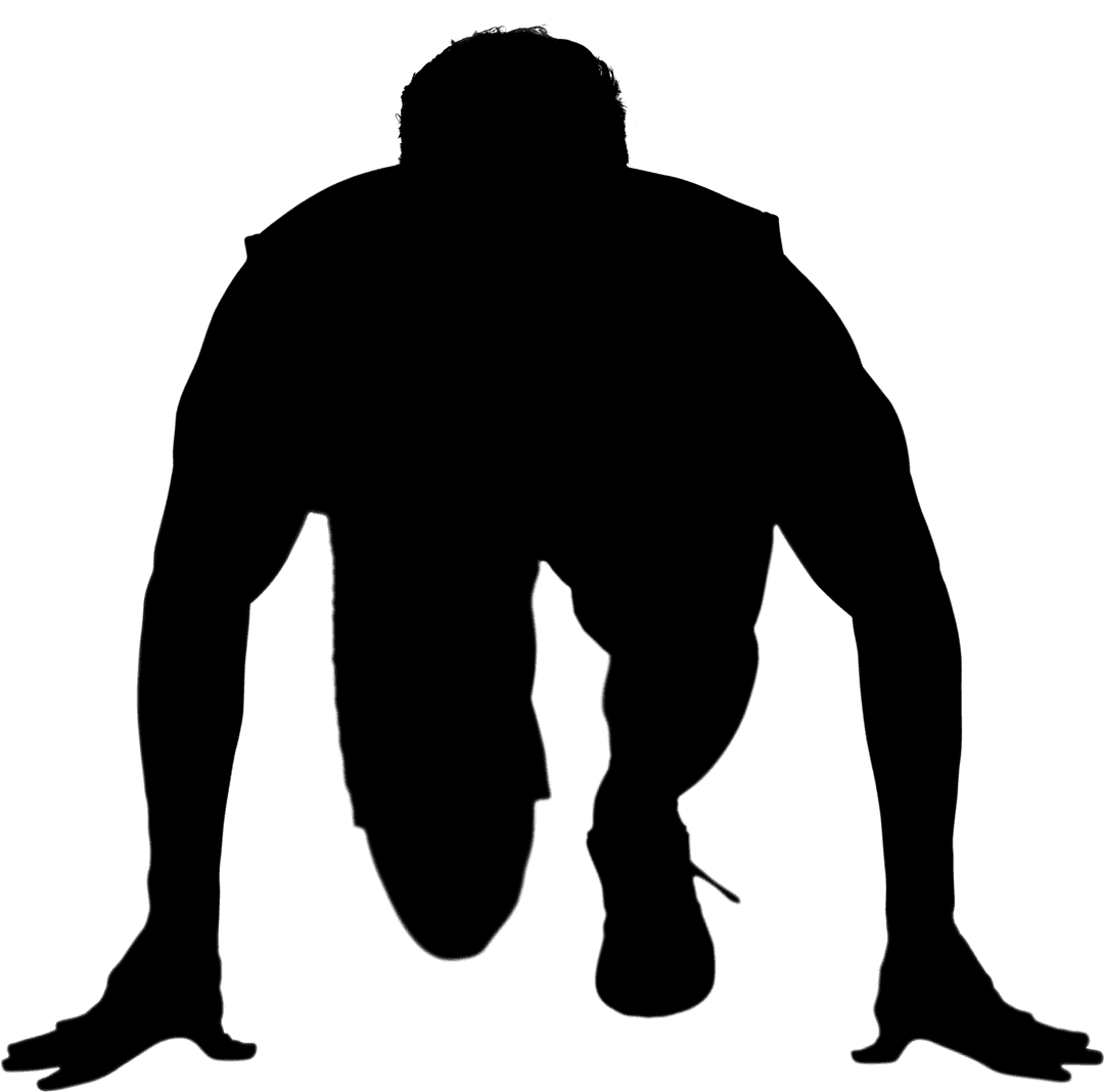 Athlete in Transparent Ready Position for Race Preparedness