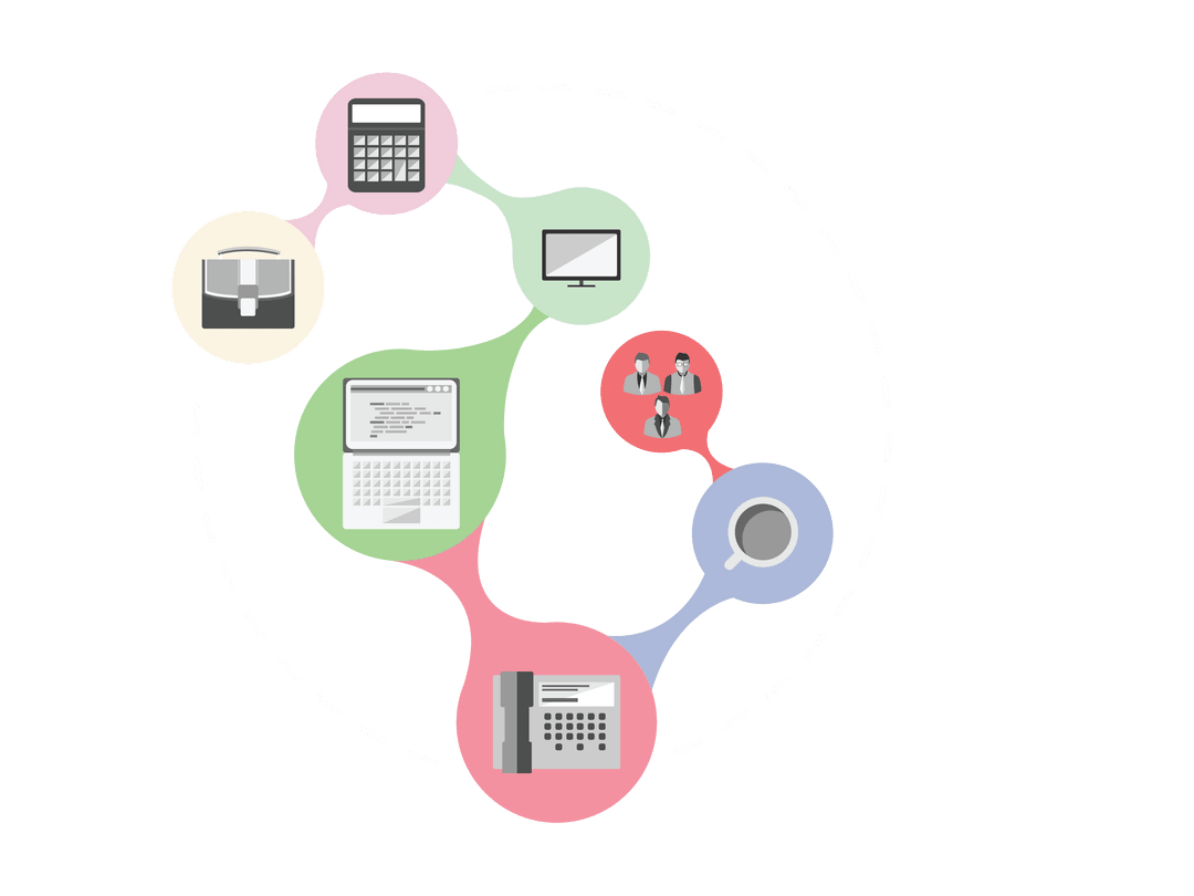 Transparent Digital Network Concept with Business Icons