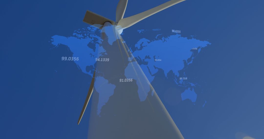 Wind Turbine Connecting with Digital Global Network Concept