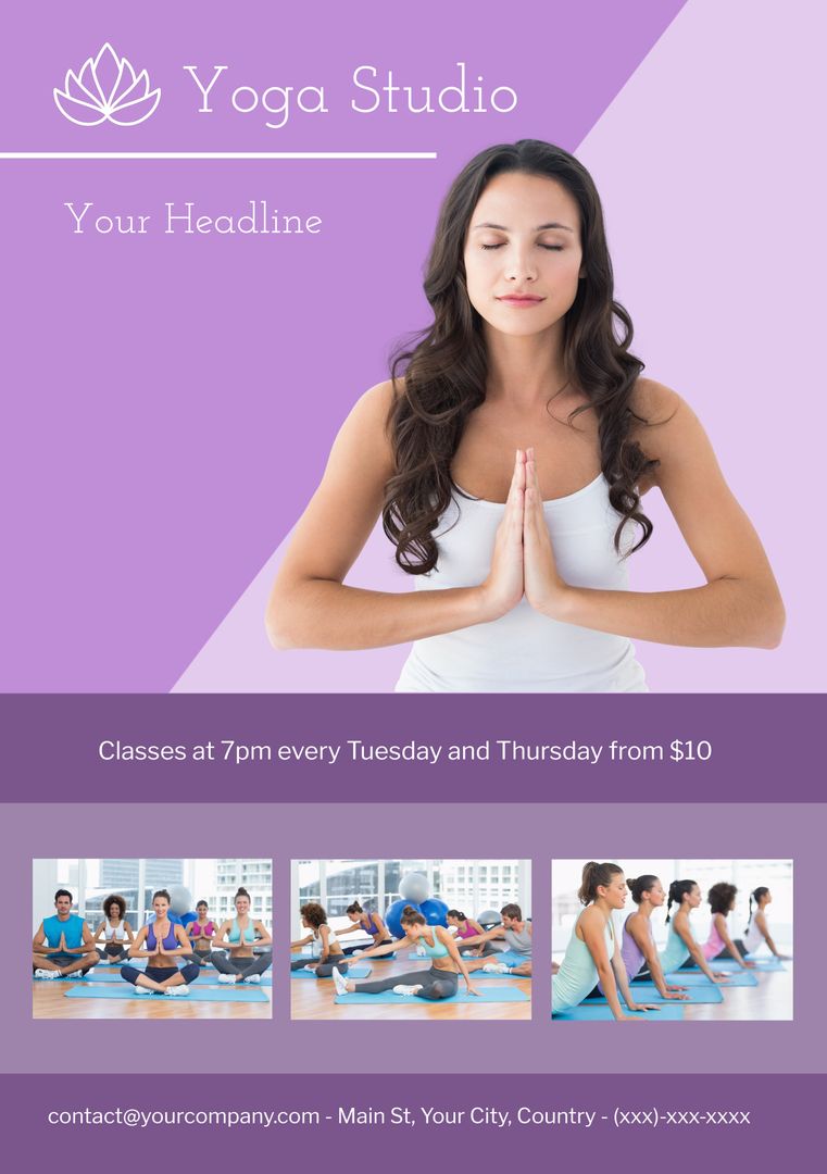 Serene Yoga Studio Offering Classes and Wellness Retreats - Download Free Stock Templates Pikwizard.com