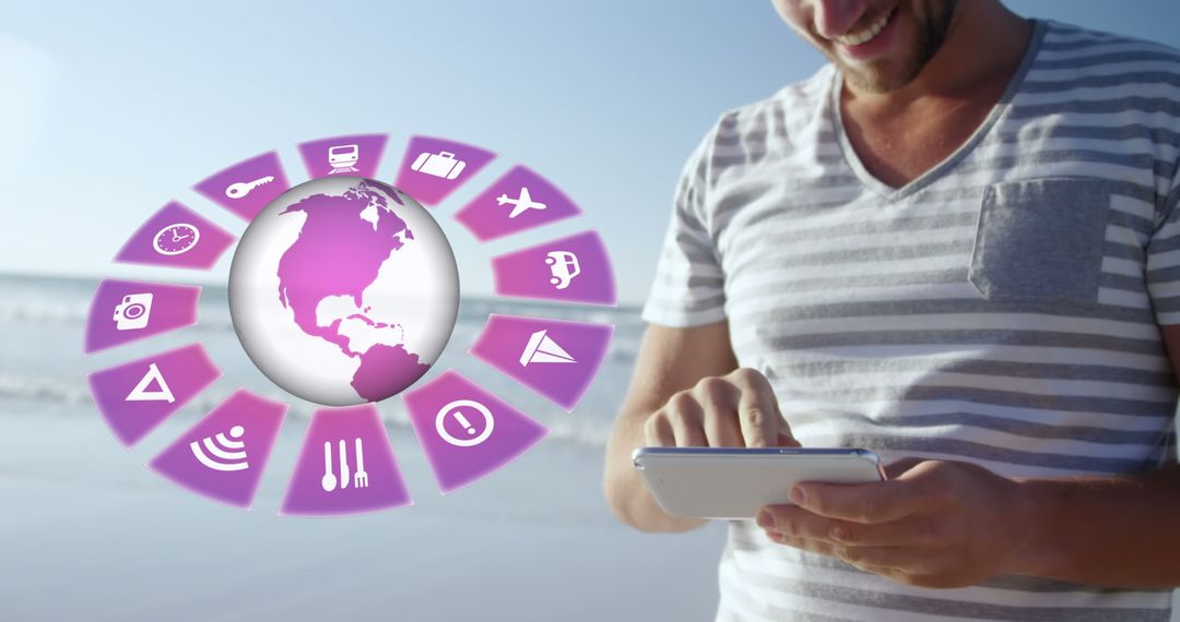 Happy Traveler Exploring Digital Online Global Services