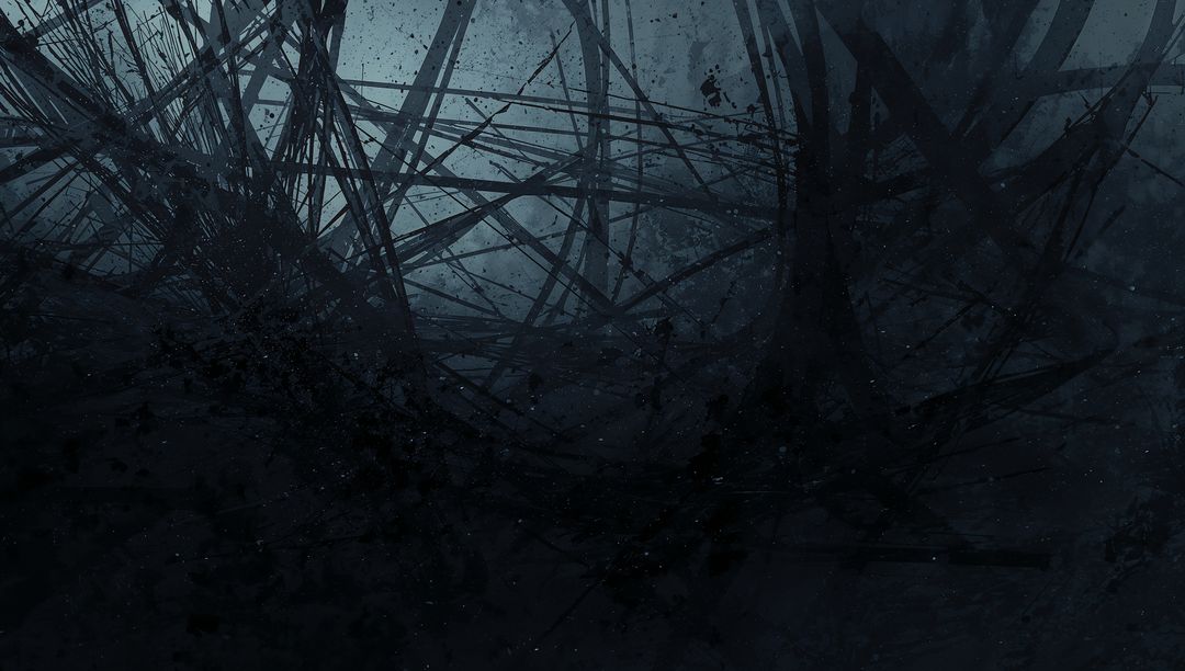 Dark Chaotic Abstract with Fragmented Lines in Digital Style