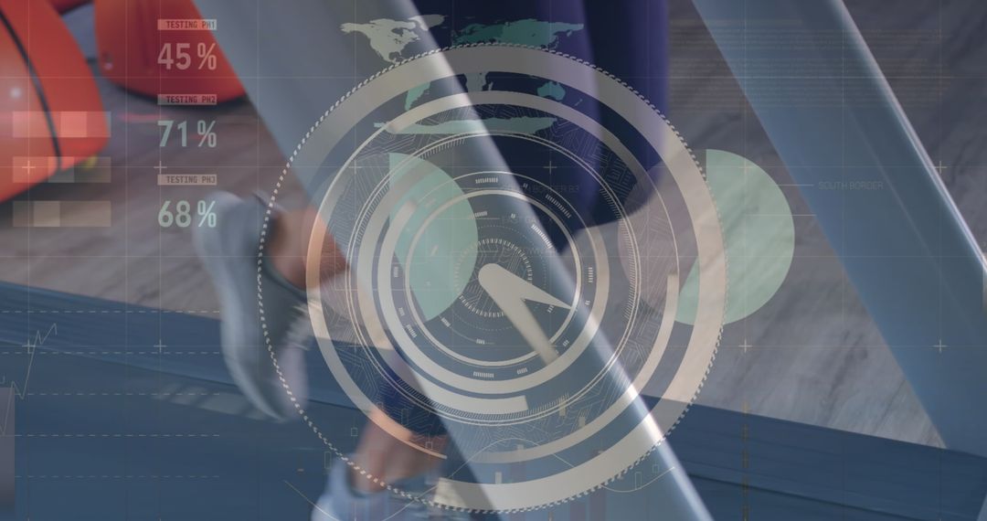 Futuristic Digital Interface Overlay on Laptop Usage