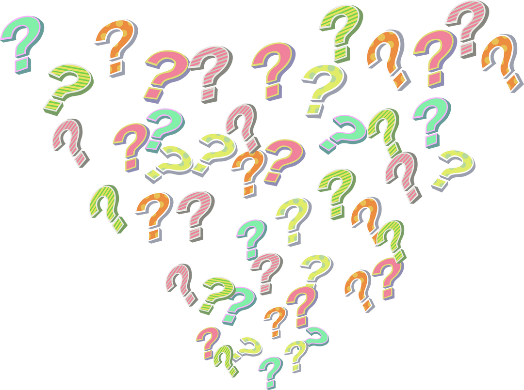 Vibrant transparent multicolored question marks scattered in vector graphic - Download Free Stock Images Pikwizard.com