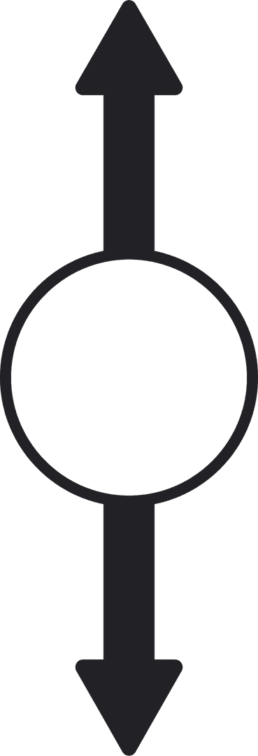 Transparent Vertical Double Arrow Icon with Central Circle