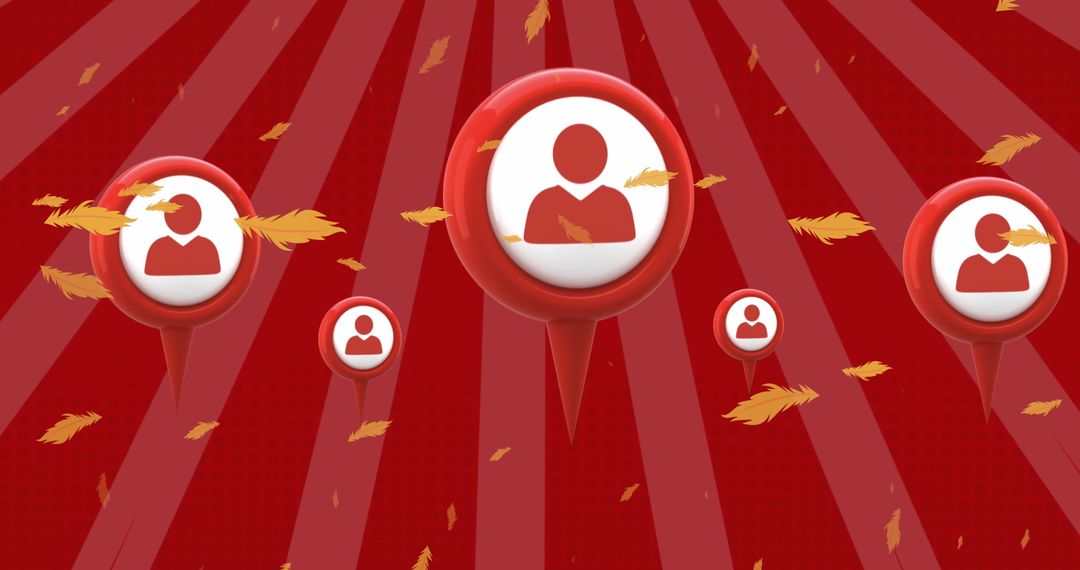 Social Media Concept with User Icons and Autumn Leaves