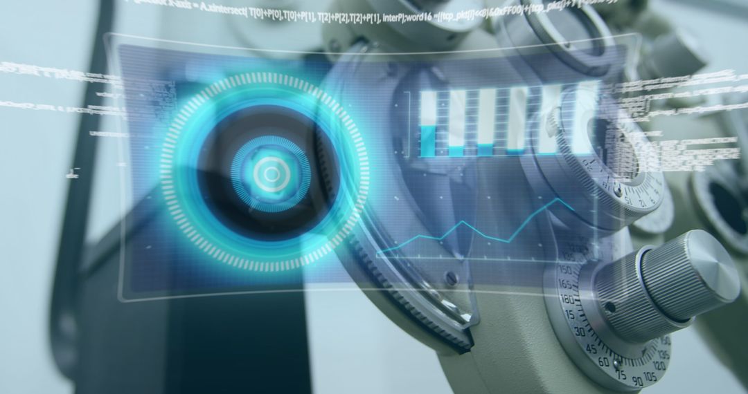 Futuristic Digital Interface on Eye Examination Equipment