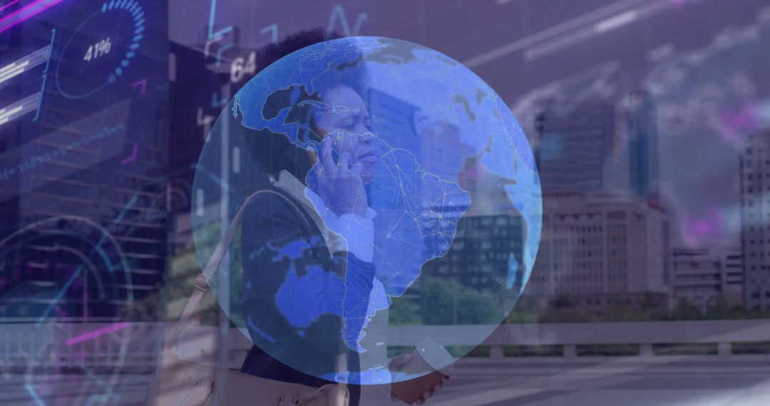 Businesswoman and Global Data Network Concept