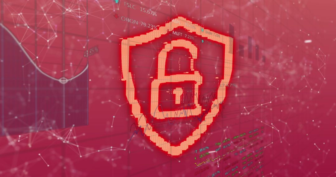 Cybersecurity Concept with Digital Padlock and Data Network