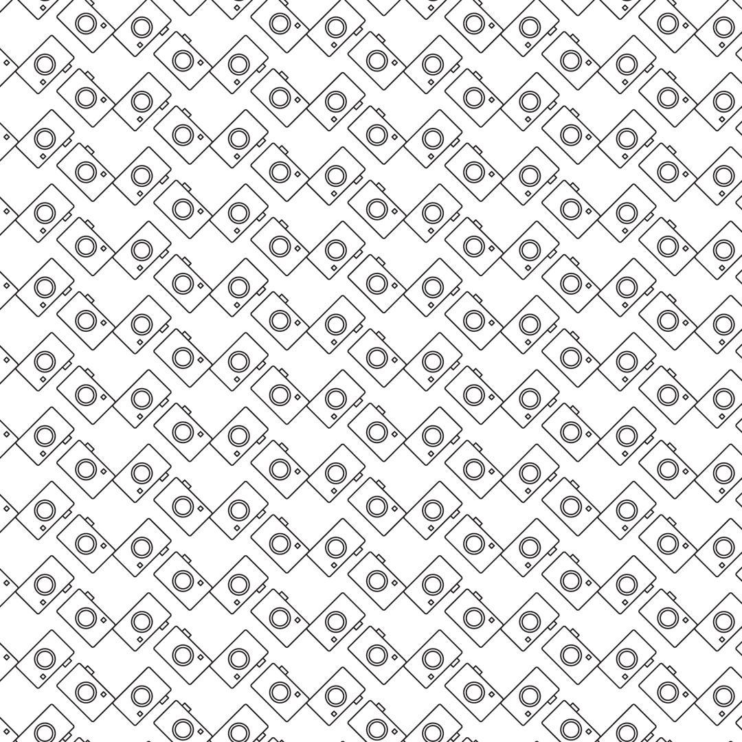 Seamless Black Camera Pattern on Transparent Background