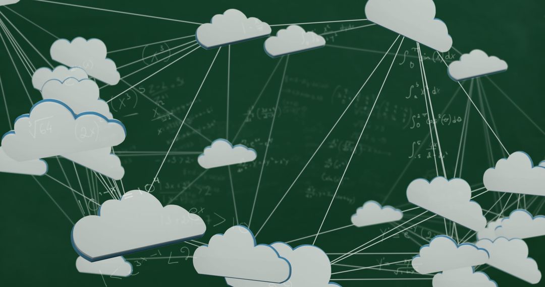 Conceptual Cloud Computing Illustration with Math Equations