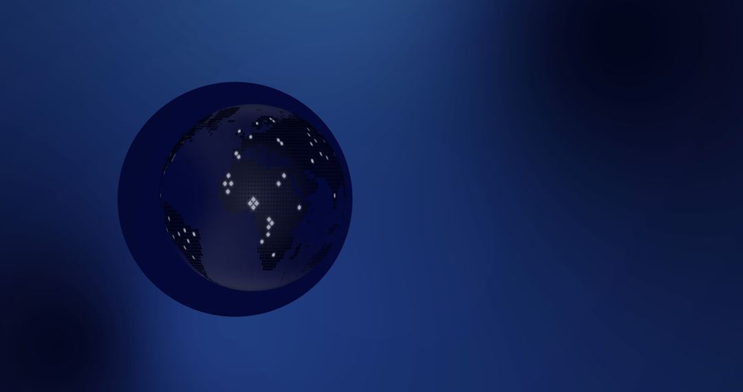 Digital Globe with Illuminated Hexagons on Dark Background