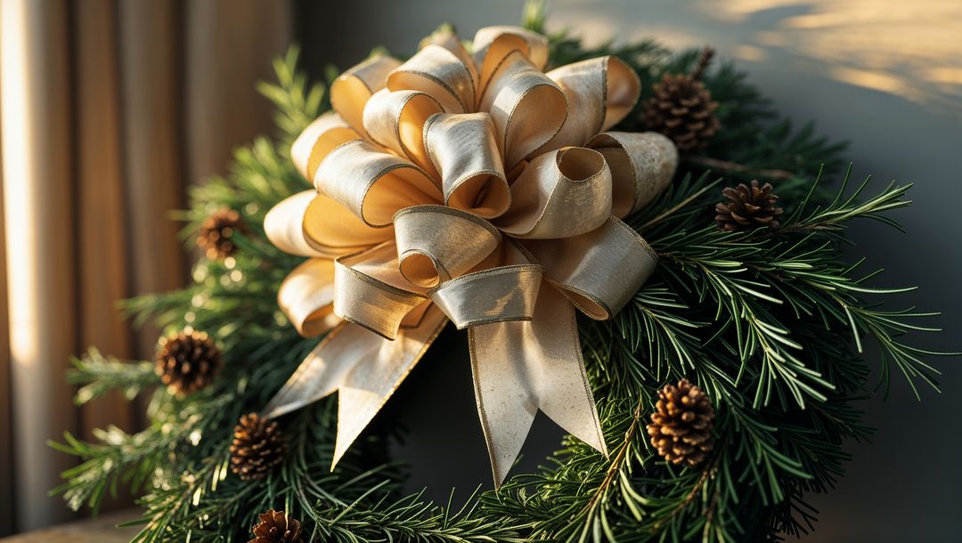 Elegant Holiday Pinecone Wreath with Golden Bow