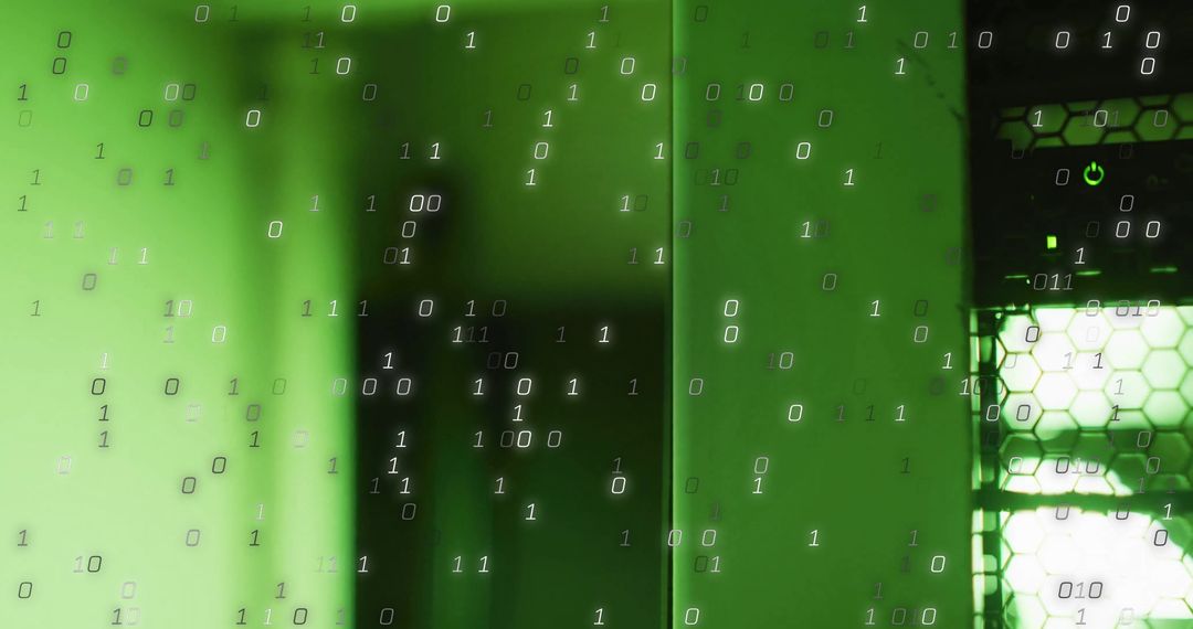 Digital Data Flow in Server Room Illustration