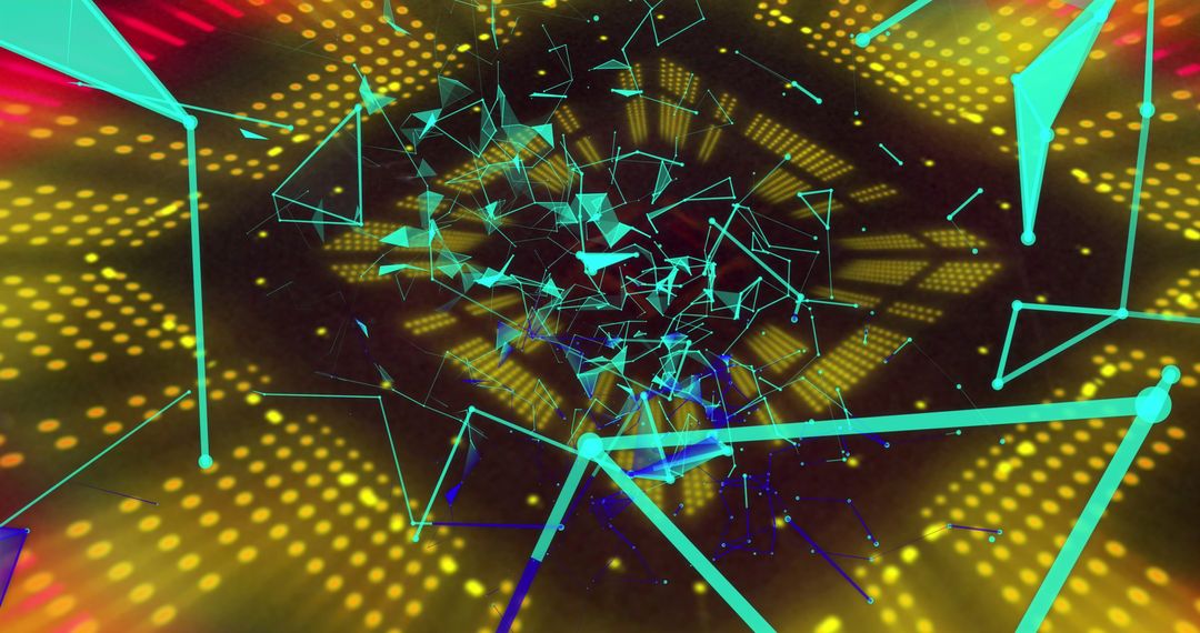 Abstract Network Connections Over Neon Tunnel Background