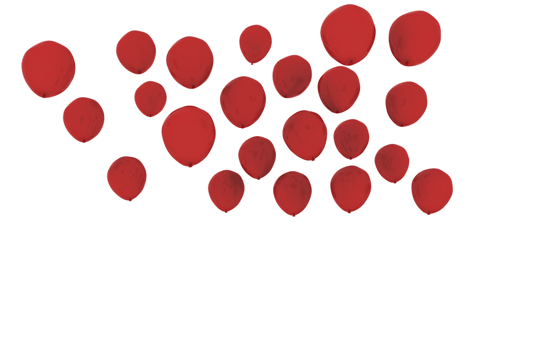 Red Balloons Cluster on Transparent Background Celebration Design