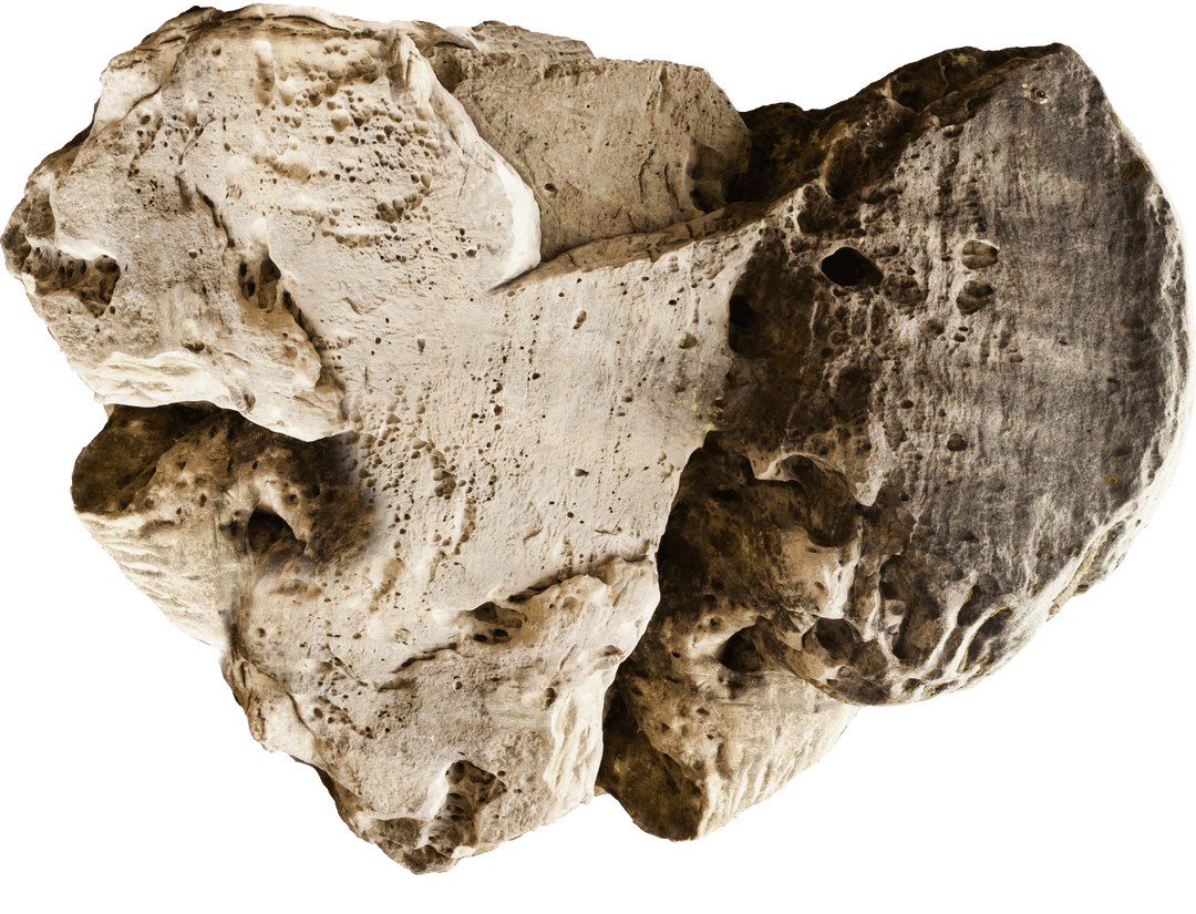 Close-Up of Brown Rock with Unique Textures and Transparent Background