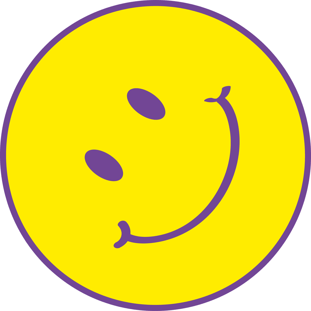 Playful Tilted Smiley Face Icon on Transparent Background