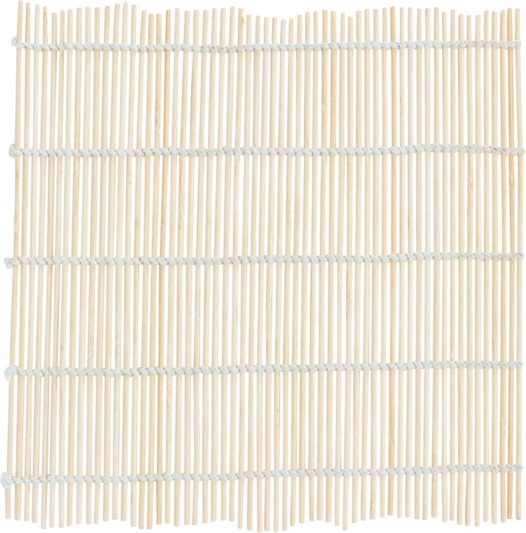 Top View Bamboo Sushi Mat Isolated on Transparent Background