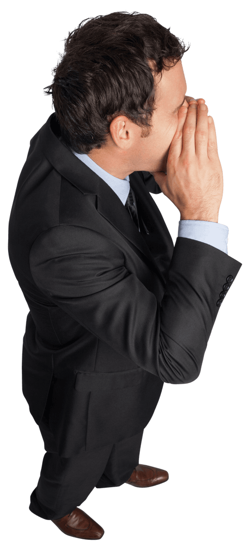 Caucasian Businessman Shouting Vector on Transparent Background