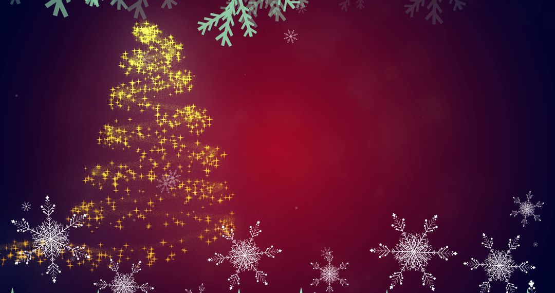 Glittering Christmas Tree with Falling Snowflakes