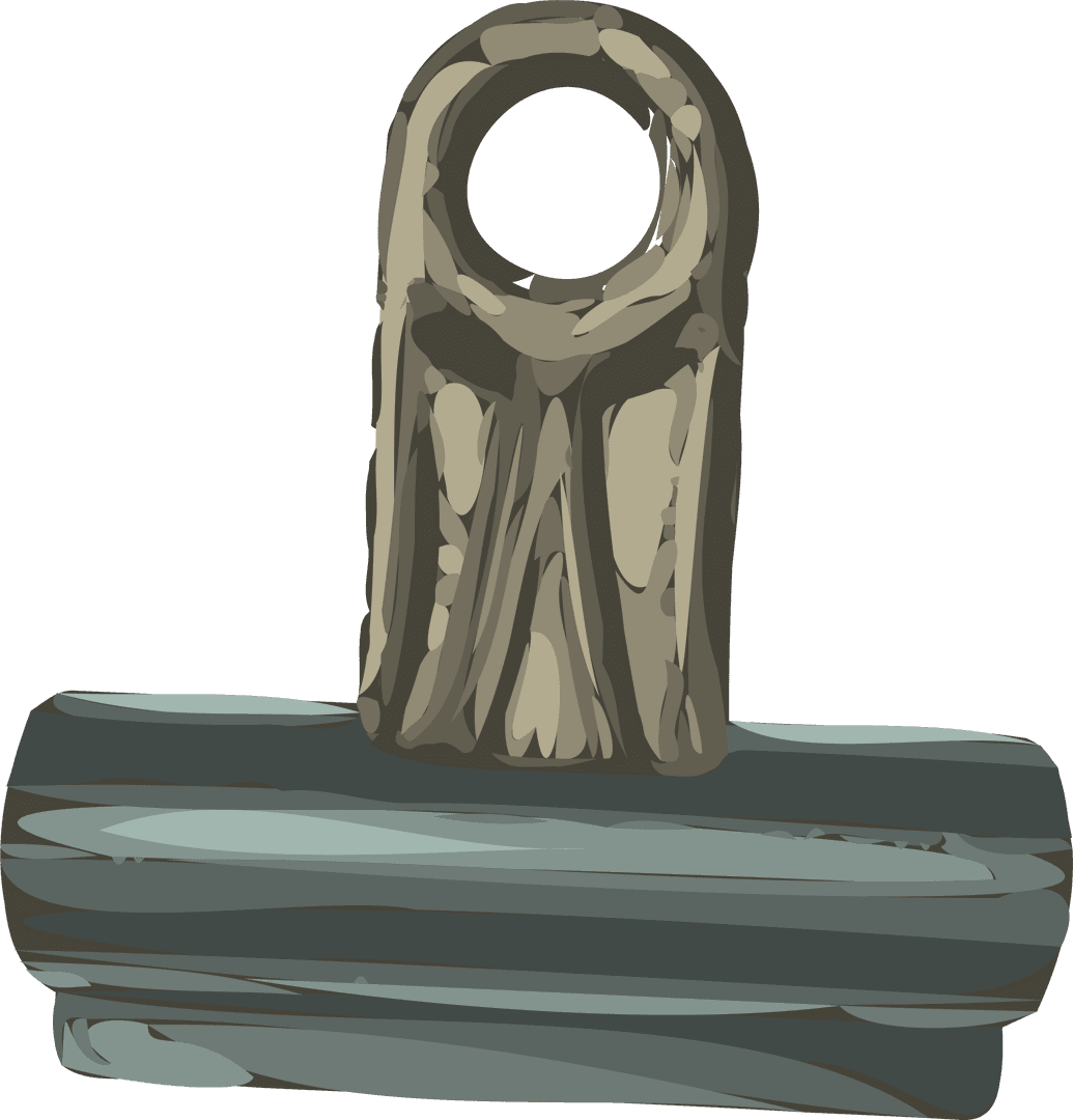 Metal Binder Clip Vector on Transparent Background with Brush-Stroke Effect