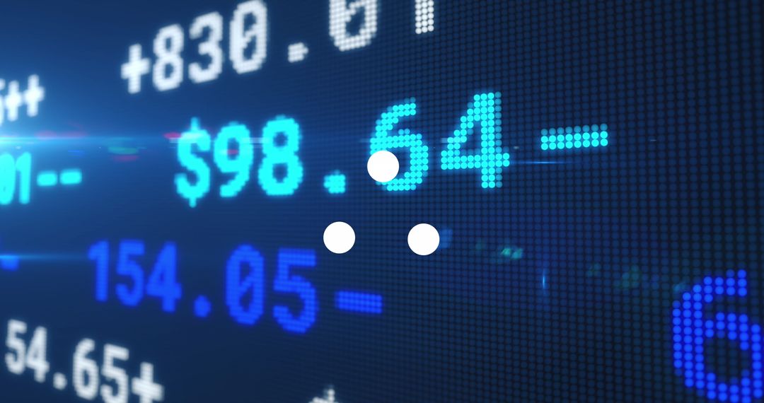 Stock Market Data Screen with Digital Interface Elements