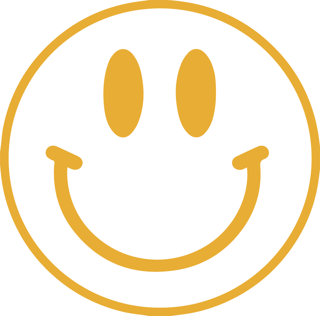 Minimalist Golden Yellow Smiley Face on Transparent Background