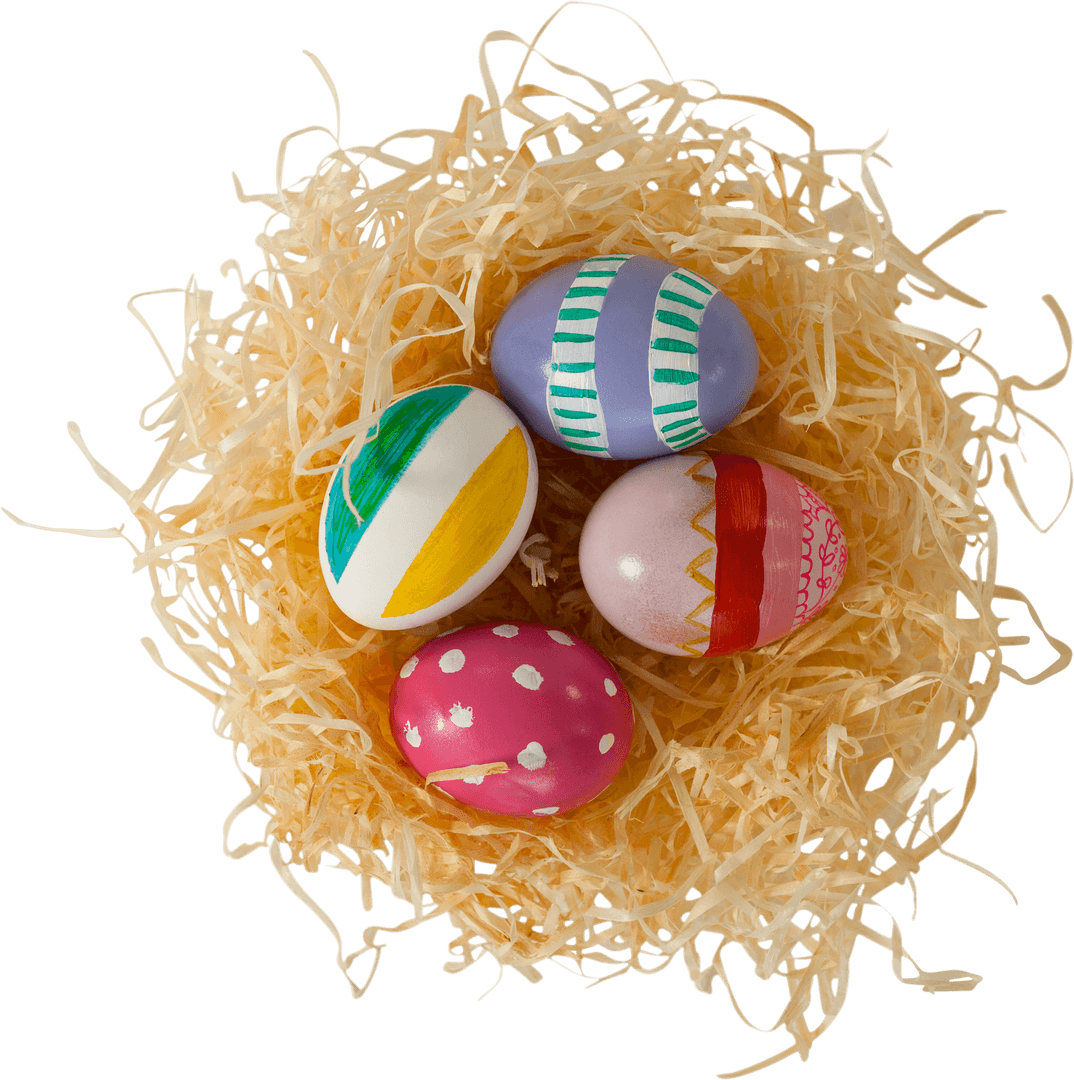 Transparent Nest with Colorful Easter Eggs Celebrating Spring