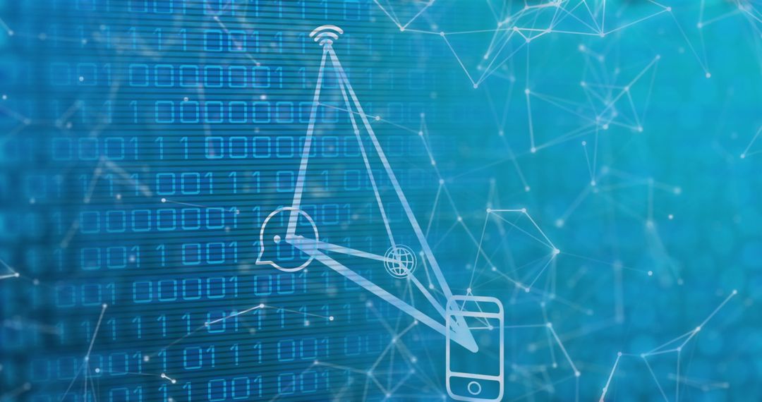 Smartphone Network Icons in Futuristic Digital Environment