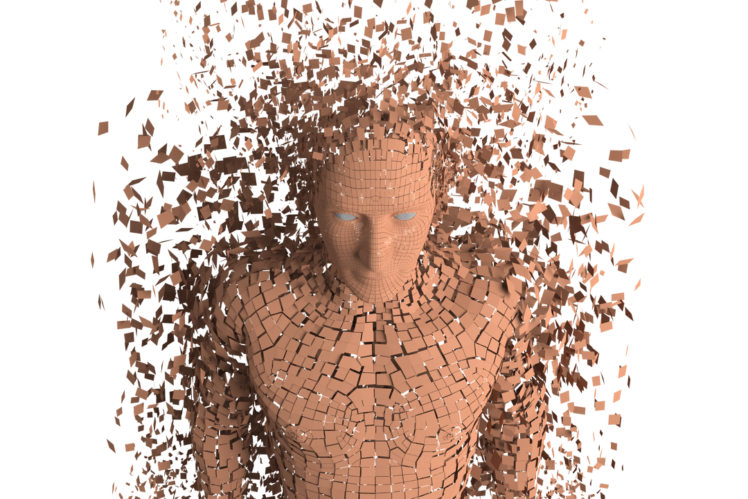 Close-up of Transparent Pixelated Male Figure Disintegrating - Download Free Stock Images Pikwizard.com