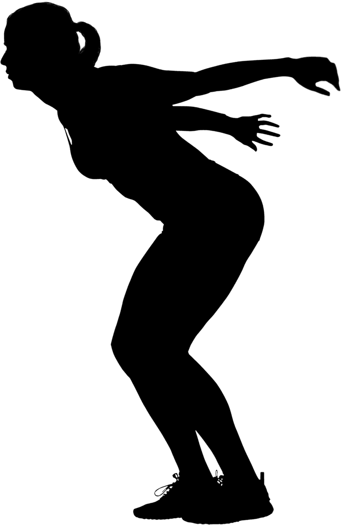 Silhouette of Woman Jumping on Transparent Background Vector