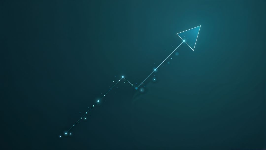 Glowing Arrow with Futuristic Design on Teal Background