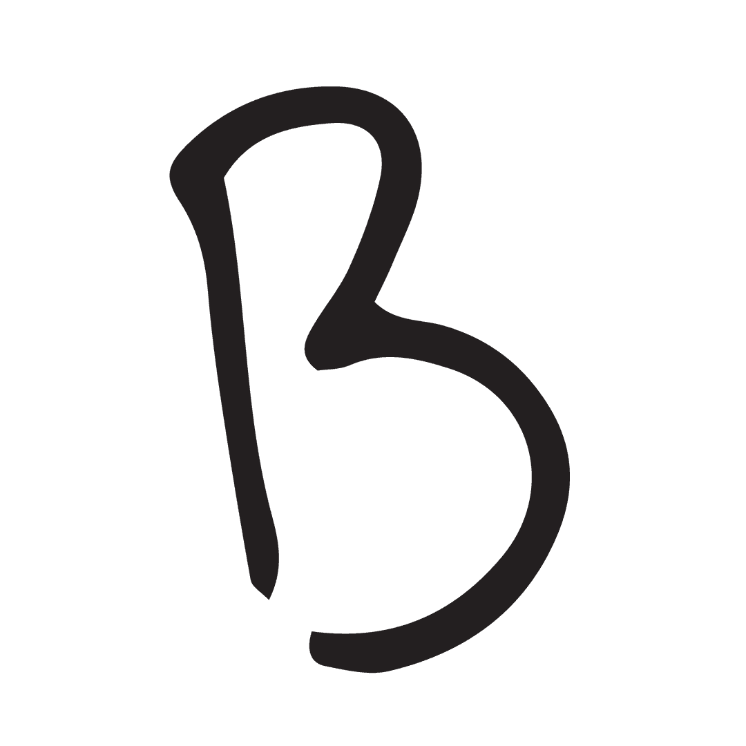 Handwritten Black Letter B with Transparent Background