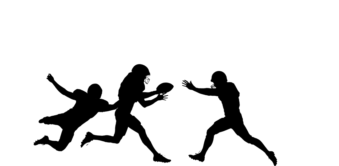 Transparent Silhouette of Football Players on Active Stance