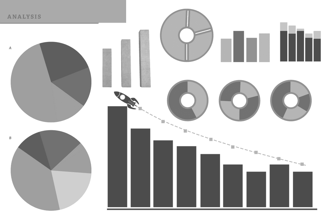 Transparent Statistics Chart Infographic on Grey