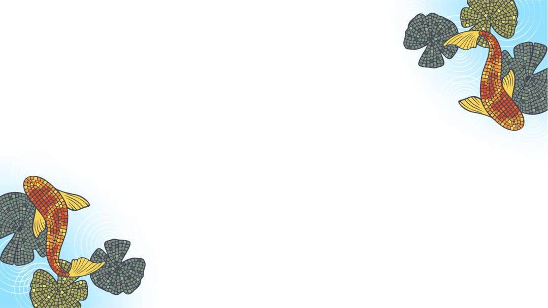 Transparent Tranquil Koi Fish Swimming with Lily Pads on Minimalist Background