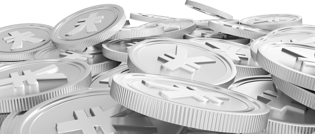 Digital Yen Coins on Transparent Background