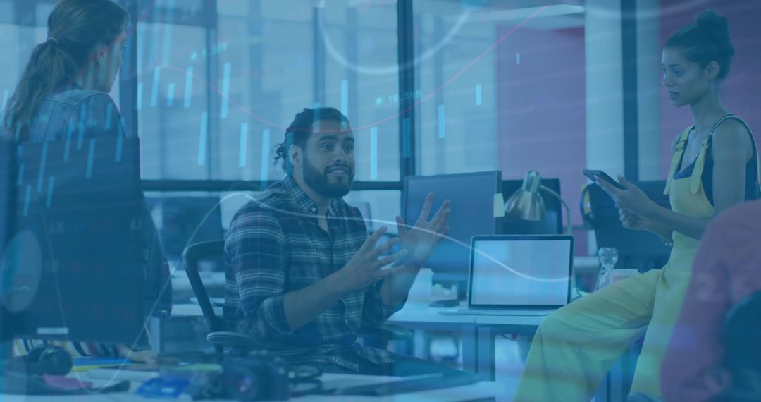 Digital Finance Team Collaborating in Modern Office