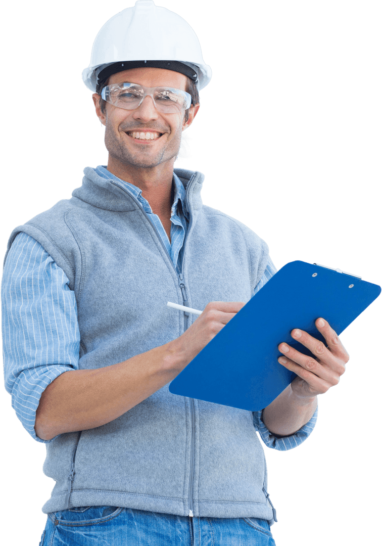 smiling architect with clipboard on transparent background - Download Free Stock Images Pikwizard.com
