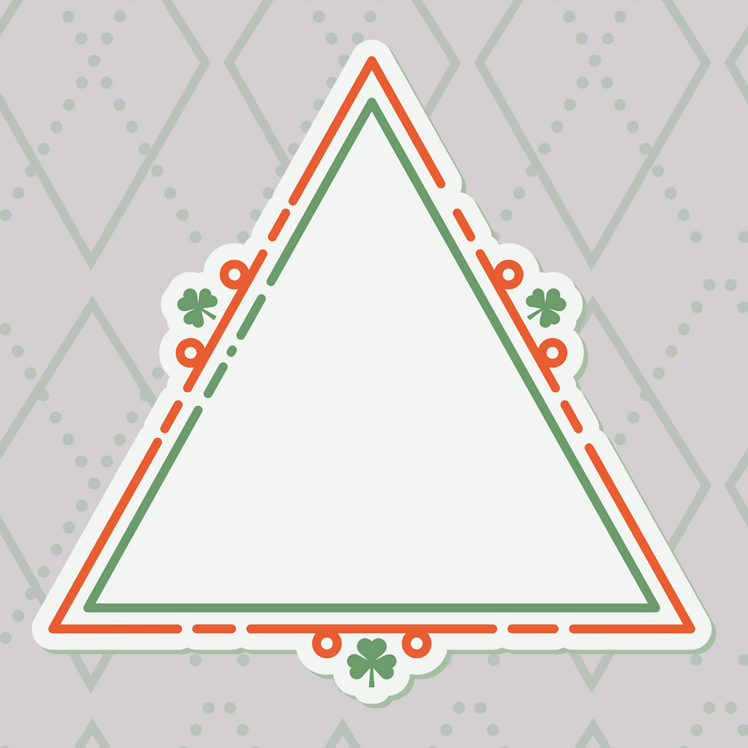 White Triangle with Decorative Border on Transparent Background