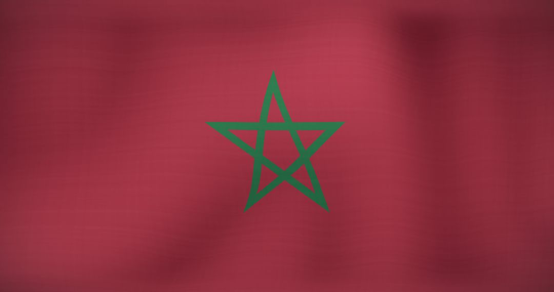 Waving moroccan flag with green pentagram symbol