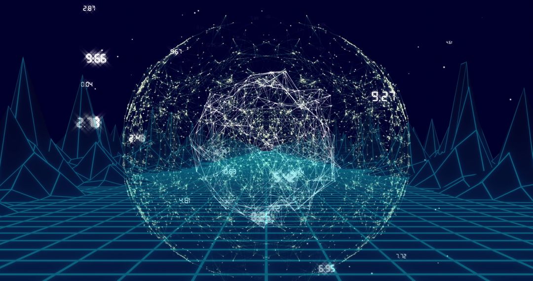Digitally Rendered Globe with Data Connections in Metaverse