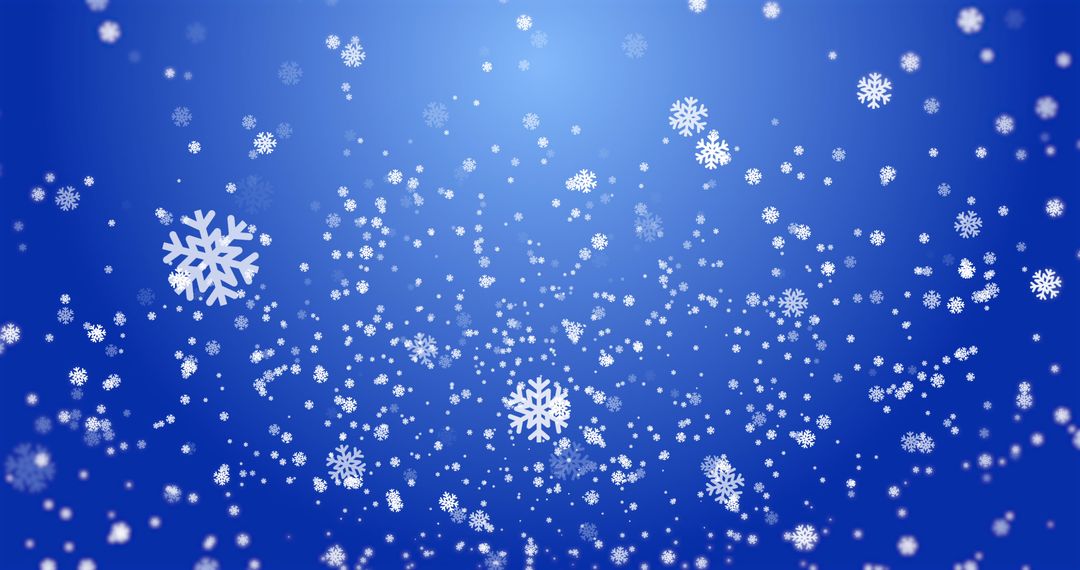 Falling Snowflakes on Blue Background Illustrating Winter