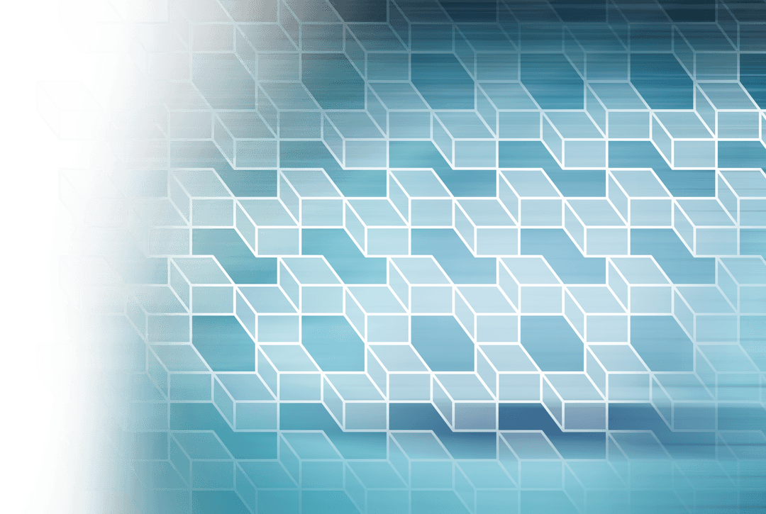 Blue Abstract Cubic Pattern on Transparent Background