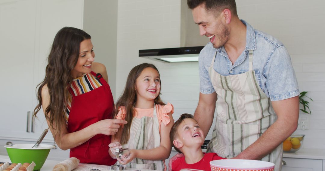 Joyful Family Baking Cookies in Bright Modern Kitchen
